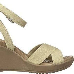 Crocs Women's Leigh Adjustable Ankle Strap Wedge Comfort Sandal 9